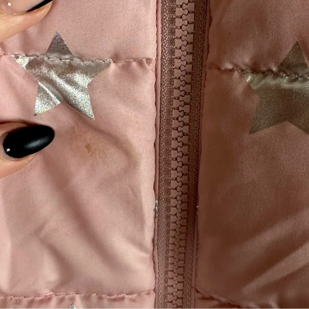 Gap hooded puffer winter jacket with metallic stars size 4